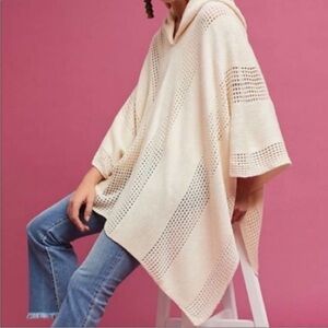 Sleeping on Snow Anthropologie Cream Poncho Cape One Size